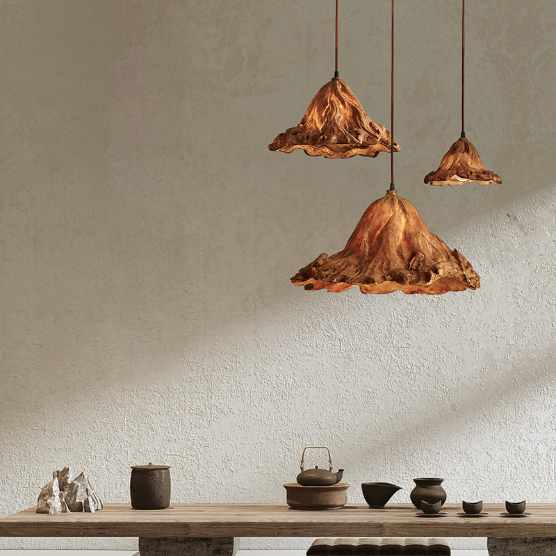 Décor décor lotus feuille en forme de pendentif en résine à manger lampe de suspension de plafond