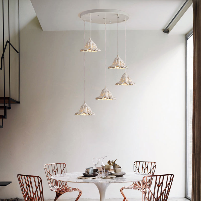 Décor décor lotus feuille en forme de pendentif en résine à manger lampe de suspension de plafond