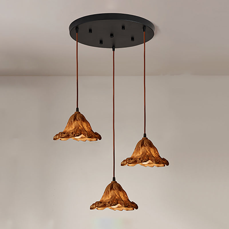 Décor décor lotus feuille en forme de pendentif en résine à manger lampe de suspension de plafond