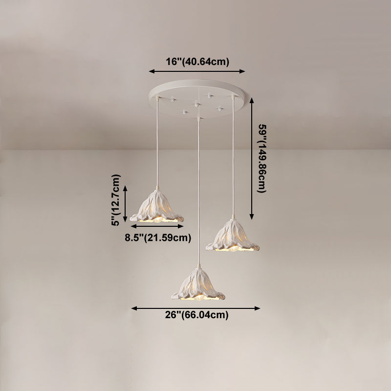 Décor décor lotus feuille en forme de pendentif en résine à manger lampe de suspension de plafond