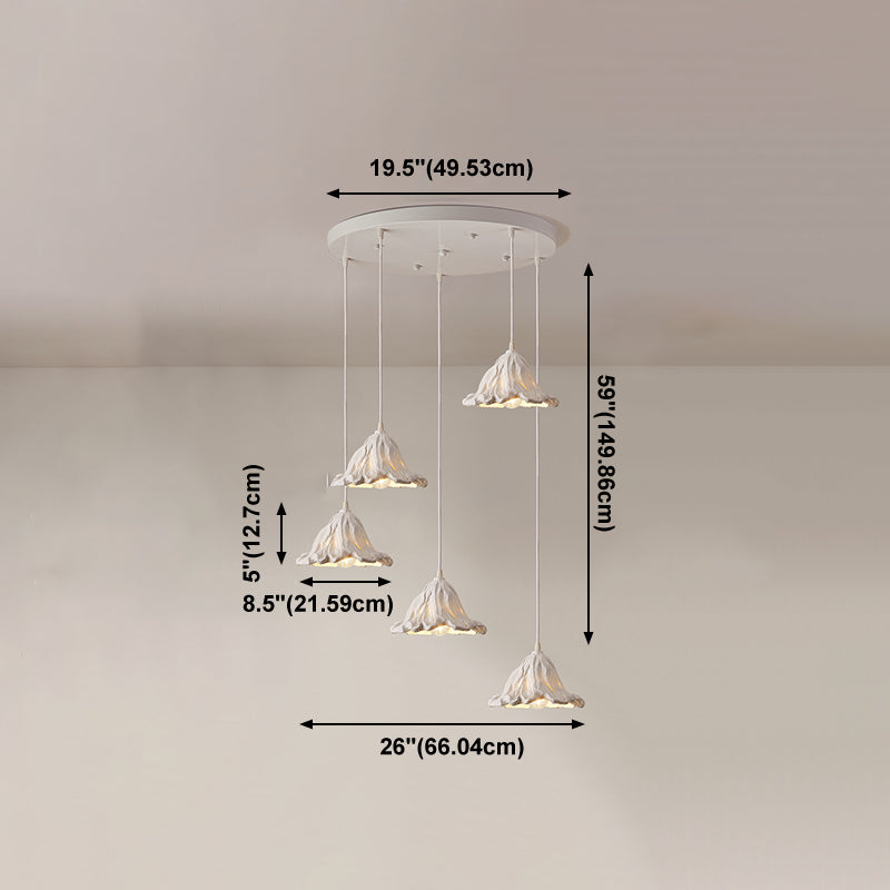 Décor décor lotus feuille en forme de pendentif en résine à manger lampe de suspension de plafond