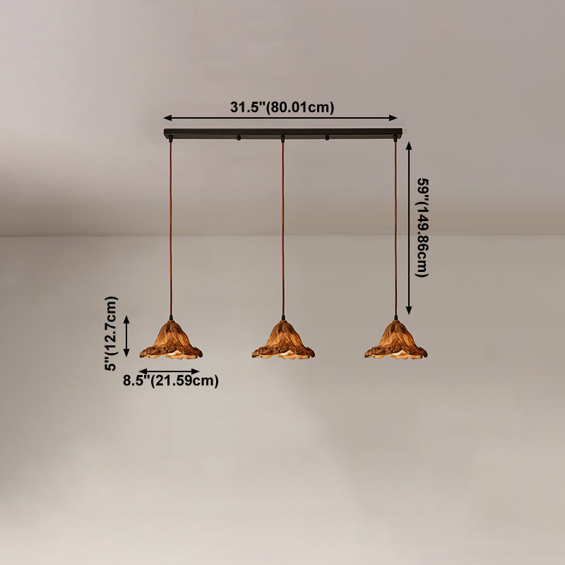 Décor décor lotus feuille en forme de pendentif en résine à manger lampe de suspension de plafond