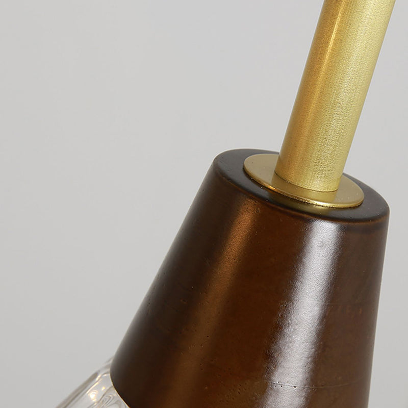 Salle à manger suspendue lampe nordique en noyer en bois clair avec une petite teinte en verre