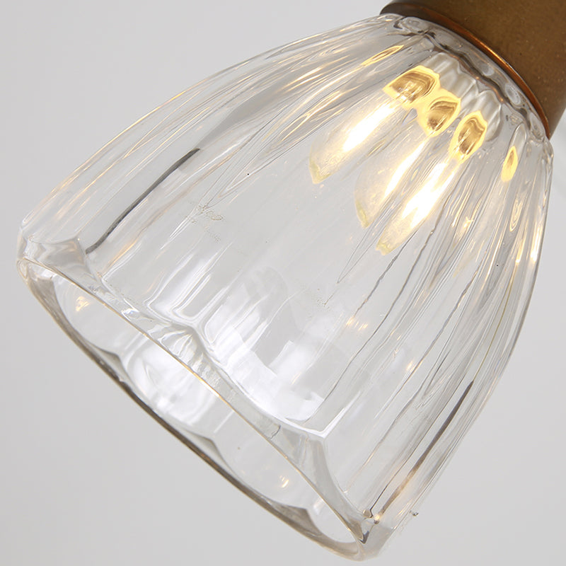 Salle à manger suspendue lampe nordique en noyer en bois clair avec une petite teinte en verre