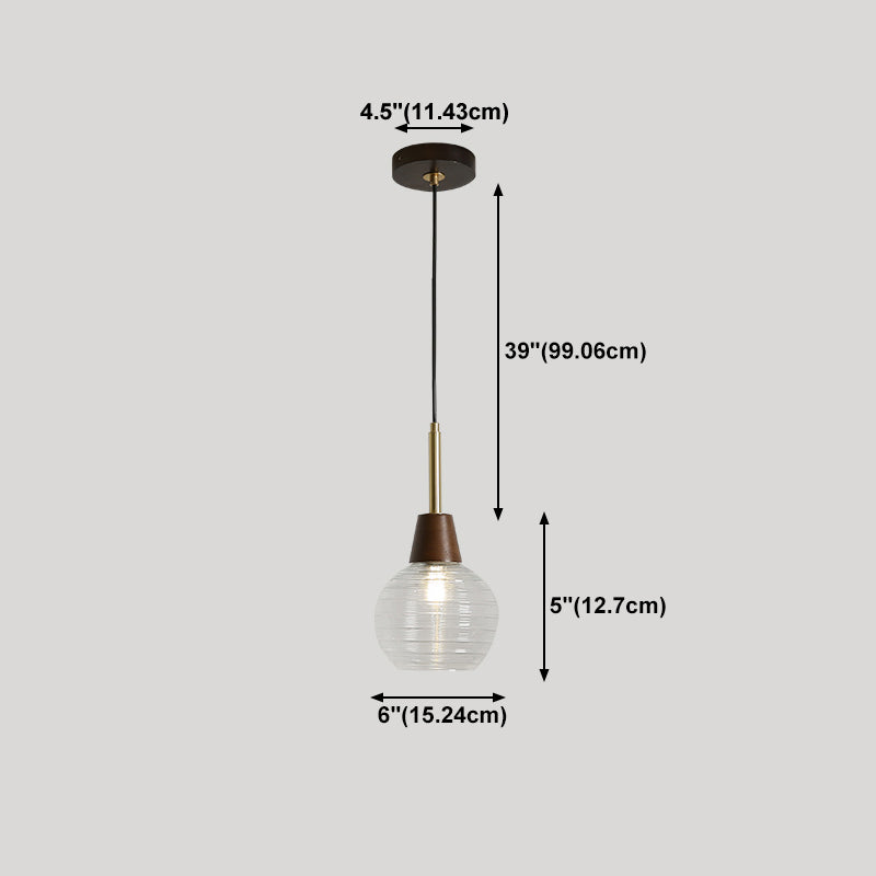 Salle à manger suspendue lampe nordique en noyer en bois clair avec une petite teinte en verre