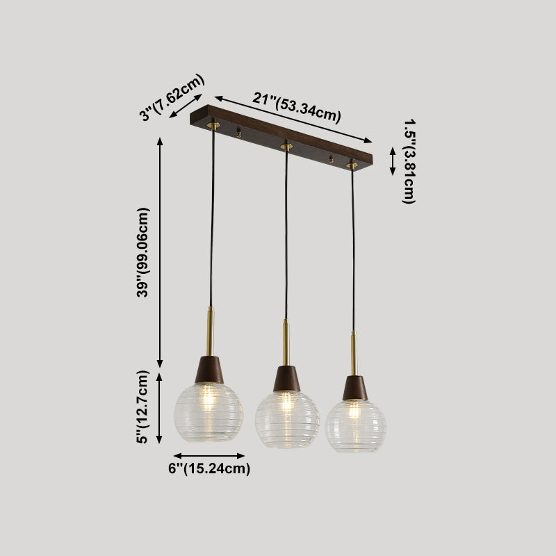 Salle à manger suspendue lampe nordique en noyer en bois clair avec une petite teinte en verre