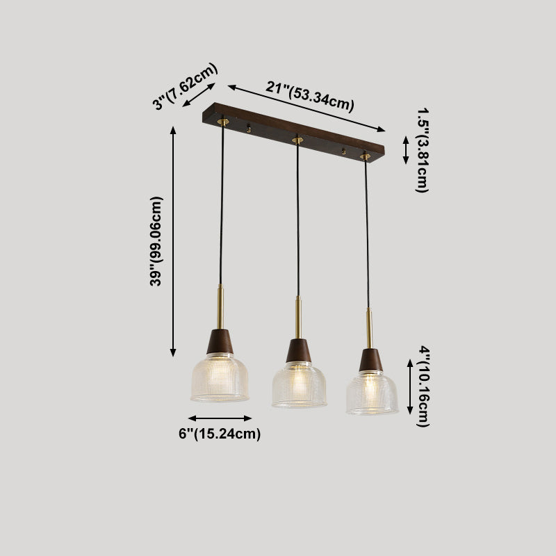 Salle à manger suspendue lampe nordique en noyer en bois clair avec une petite teinte en verre