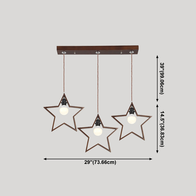 Salle à manger suspendue lampe nordique en noyer en bois clair avec une petite teinte en verre