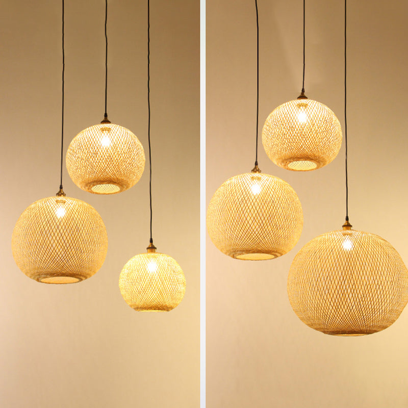 Bamboo Creative Hanging Light Modern Geométric Geometric Pendant Light for Dining Room Coffee Shop