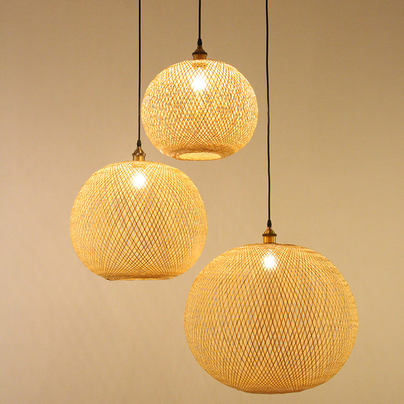 Bamboo Creative Hanging Light Modern Geométric Geometric Pendant Light for Dining Room Coffee Shop
