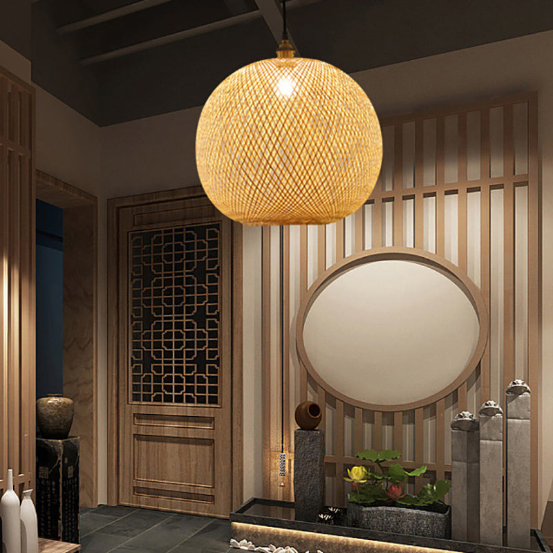 Bamboo Creative Hanging Light Modern Geométric Geometric Pendant Light for Dining Room Coffee Shop