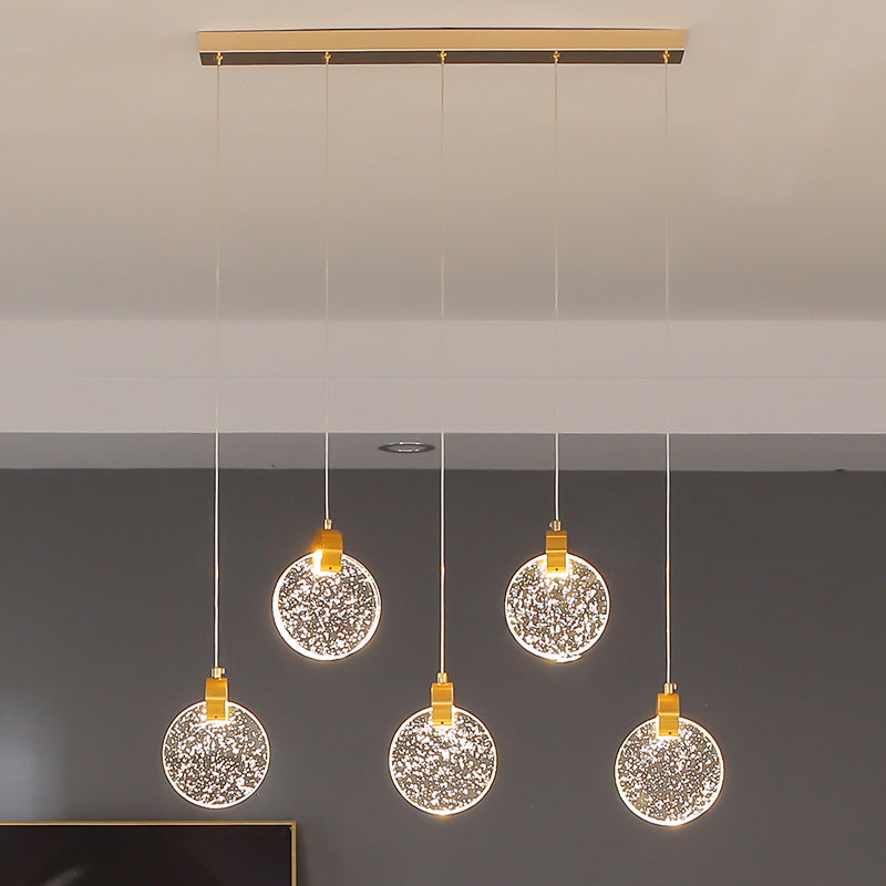 Simplicité moderne Crystal Hanging Living Room LED Round Shape Pendant lampe Paxage