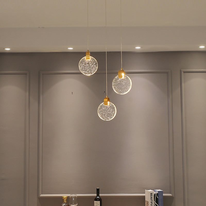 Simplicité moderne Crystal Hanging Living Room LED Round Shape Pendant lampe Paxage