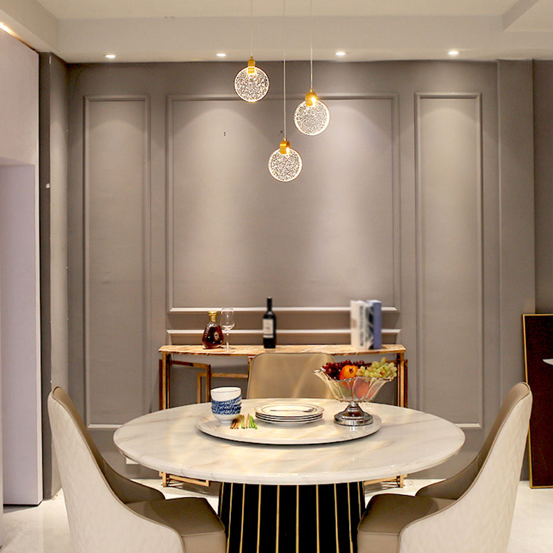 Simplicité moderne Crystal Hanging Living Room LED Round Shape Pendant lampe Paxage