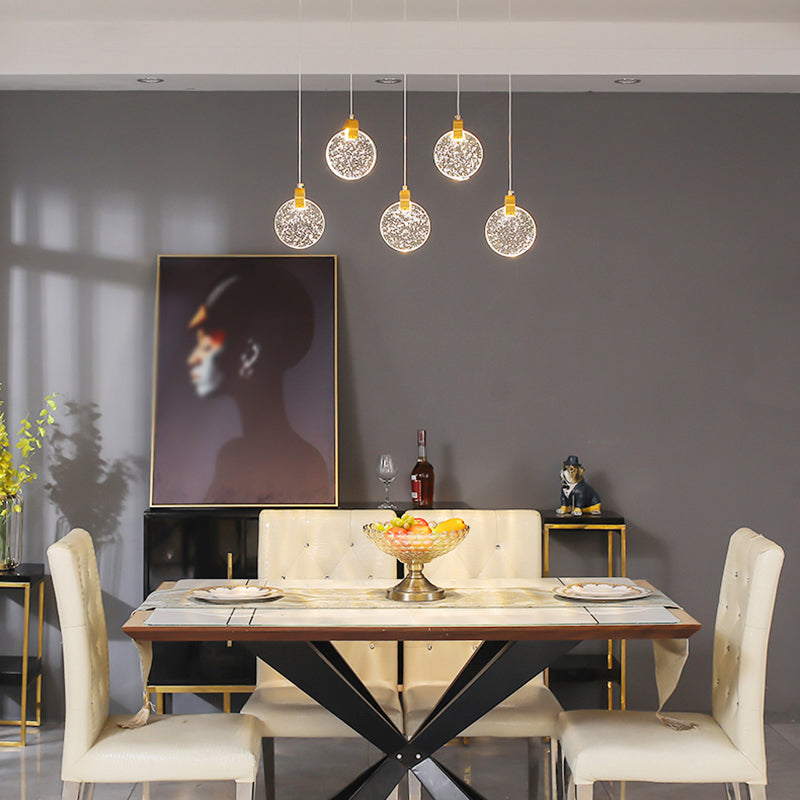 Simplicité moderne Crystal Hanging Living Room LED Round Shape Pendant lampe Paxage
