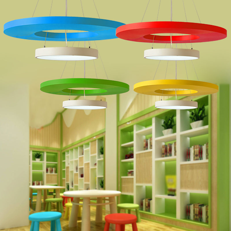 Circular LED Pendant Lamp Modern Metal Amusement Park Hanging Light Kit