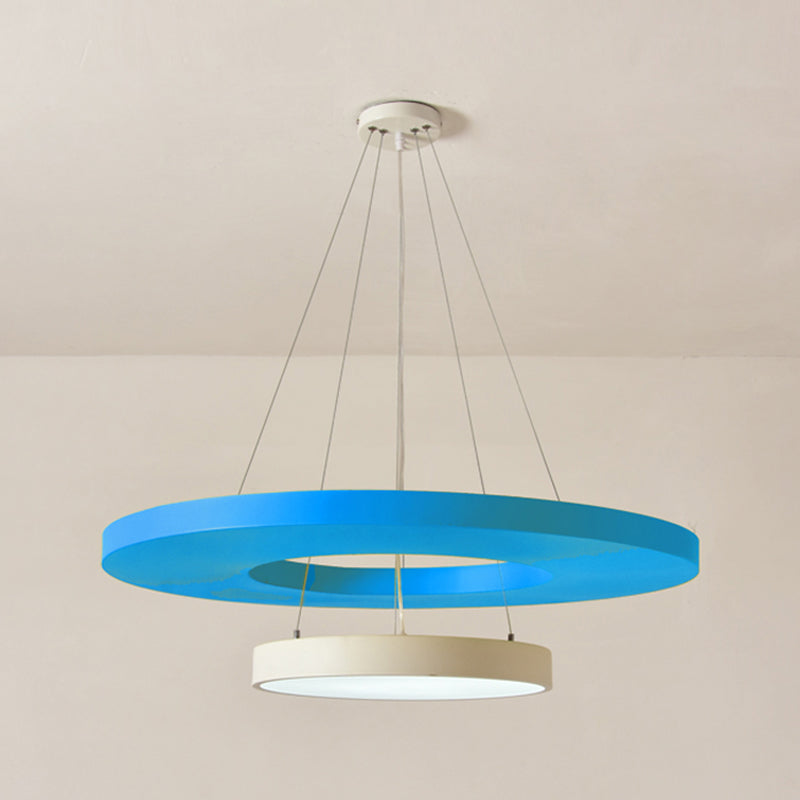 Cirkelvormige led hanger lamp moderne metalen pretpark hanglichtset