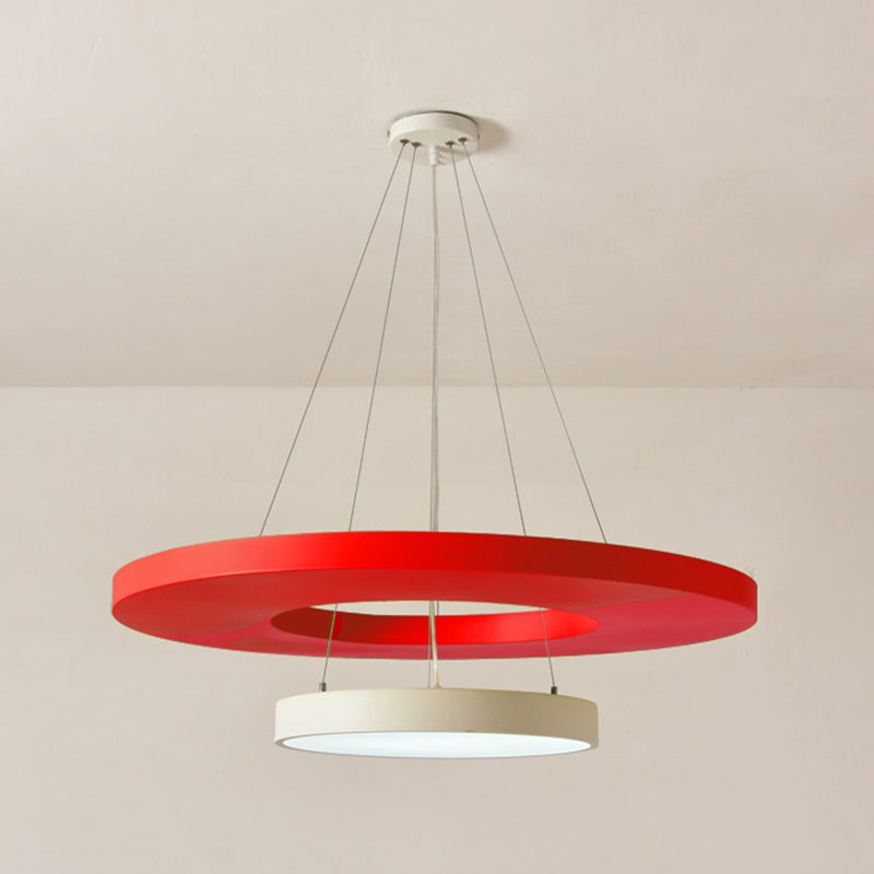 Circular LED Pendant Lamp Modern Metal Amusement Park Hanging Light Kit