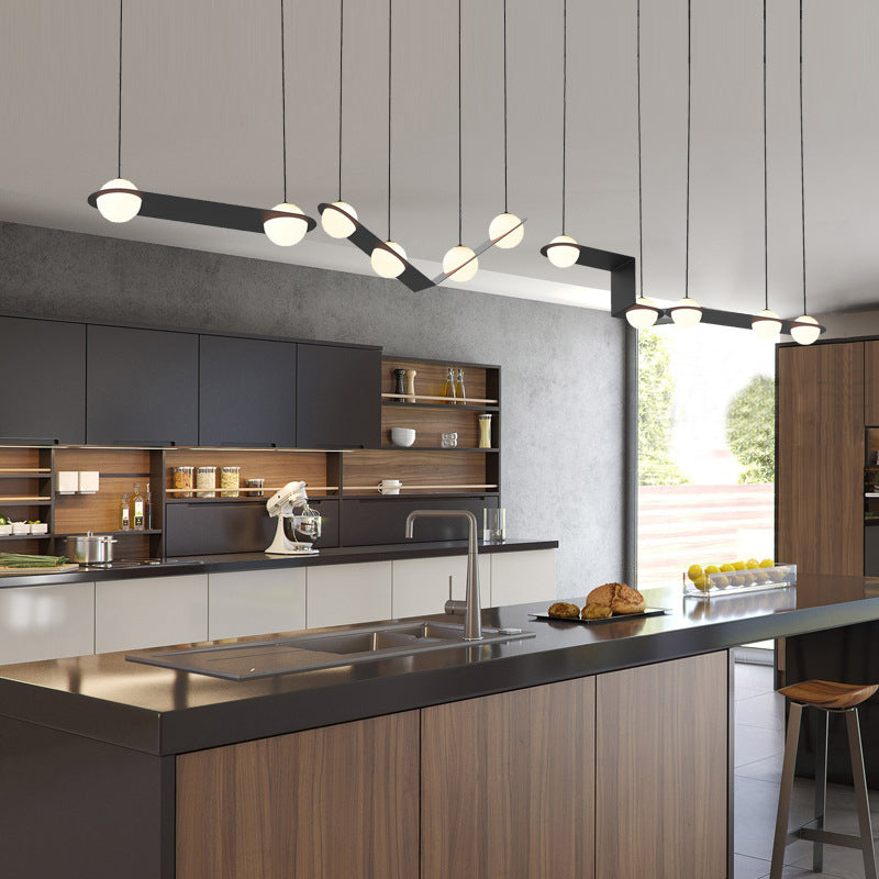 Modern Island Light Round Glass Shade Chandelier Light Fixture for Dining Room