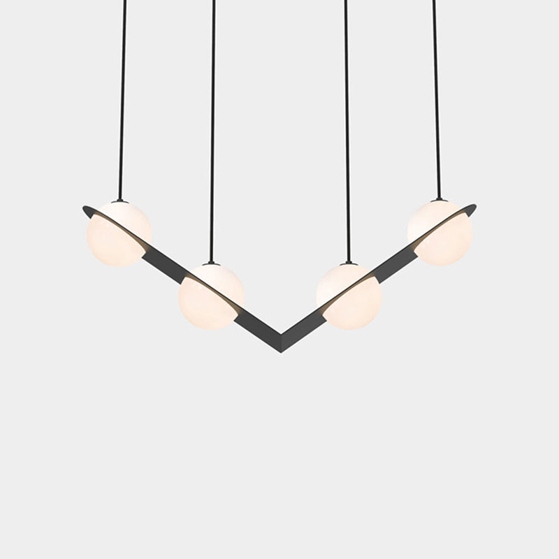 Modern Island Light Round Glass Shade Chandelier Light Fixture for Dining Room