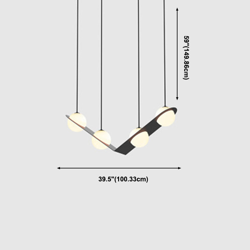 Modern Island Light Round Glass Shade Chandelier Light Fixture for Dining Room