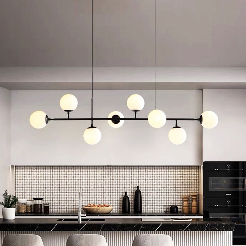 Modern Island Lamp Round Glass Shade Chandelier Light Fixture for Dining Room Kitchen