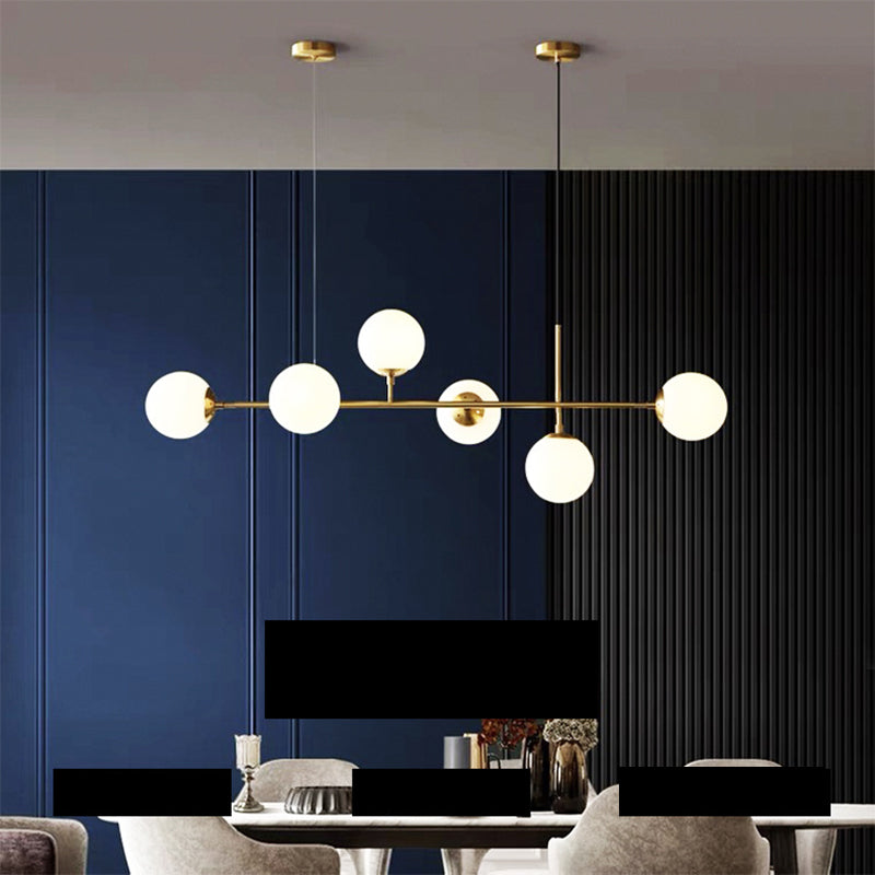 Modern Island Lamp Round Glass Shade Chandelier Light Fixture for Dining Room Kitchen