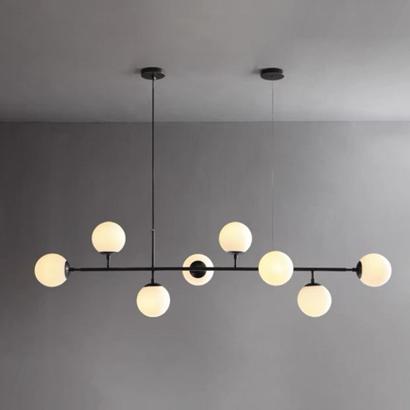 Modern Island Lamp Round Glass Shade Chandelier Light Fixture for Dining Room Kitchen