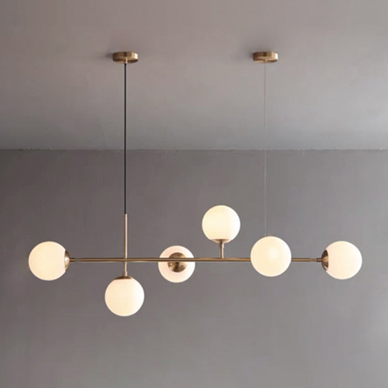 Modern Island Lamp Round Glass Shade Chandelier Light Fixture for Dining Room Kitchen