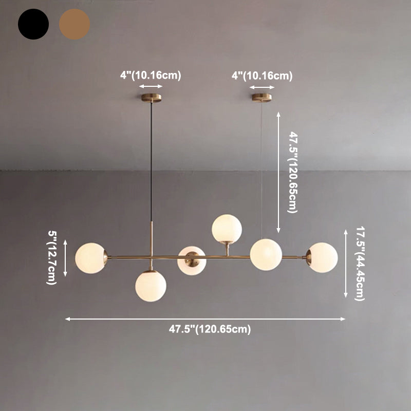 Modern Island Lamp Round Glass Shade Chandelier Light Fixture for Dining Room Kitchen