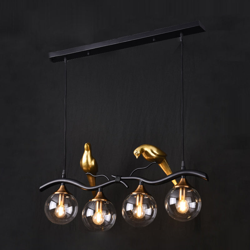 Nordic Modern Island Lamp Round Glass Shade Chandelier Light Fixture for Dining Room