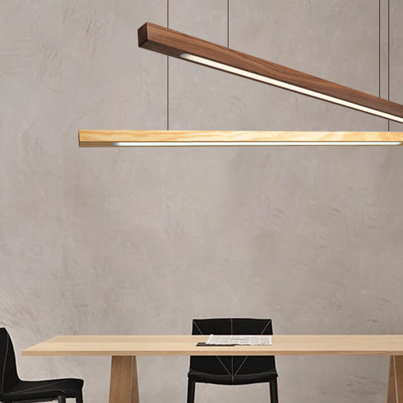 Nordic Style Strip Shape Island Light Wood LED Island Light for Living Room
