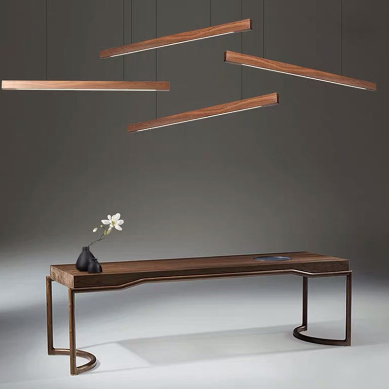 Nordic Style Strip Shape Island Light Wood LED Island Light for Living Room