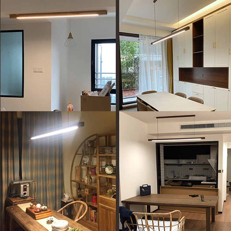 Nordic Style Strip Shape Island Light Wood LED Island Light for Living Room