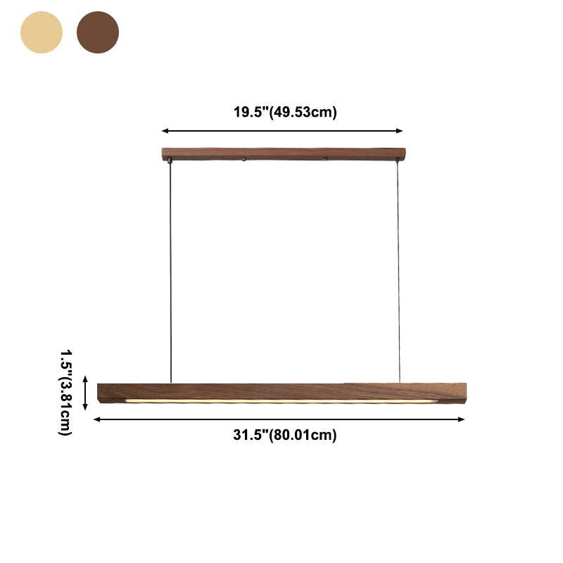 Nordic Style Strip Shape Island Light Wood LED Island Light for Living Room