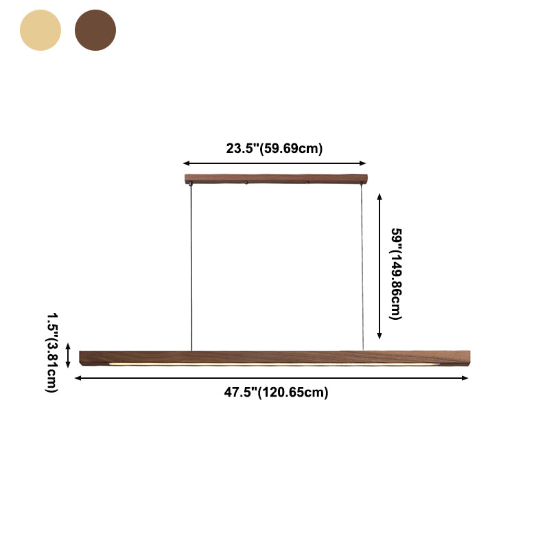 Nordic Style Strip Shape Island Light Wood LED Island Light for Living Room