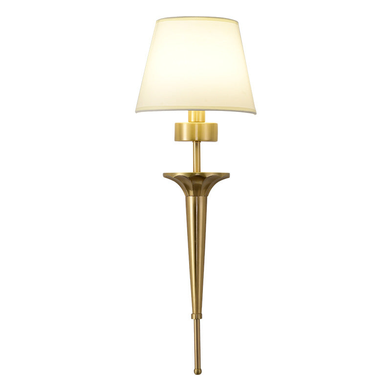 American Messing Wandleuchte Gold 1 Lichtwandlicht mit natürlicher Sackleinen für Schlafzimmer