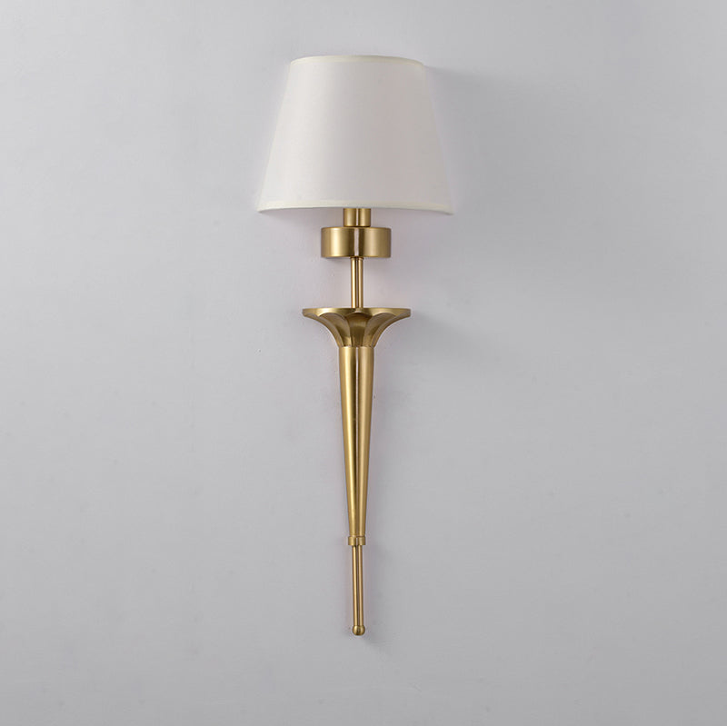 American Messing Wandleuchte Gold 1 Lichtwandlicht mit natürlicher Sackleinen für Schlafzimmer