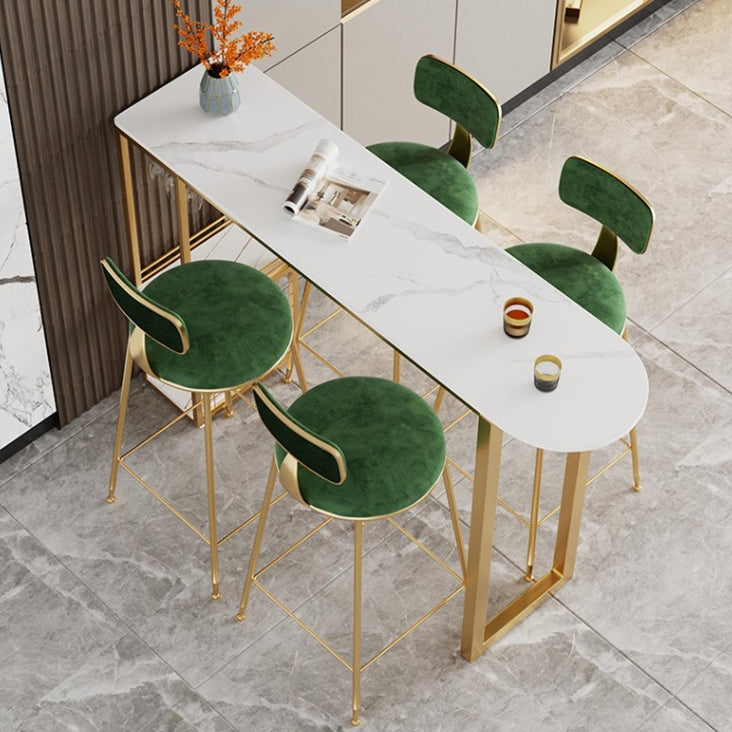 Stone Top Cocktail Bar Table 42-inch Height Metal Base Bar Height Storage Table