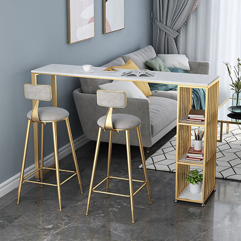 Glam Style Rectangle Counter Table Marble Top 42-inch Height Table for Living Room