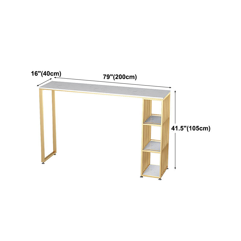 Glam Style Rectangle Counter Table Marble Top 42-inch Height Table for Living Room