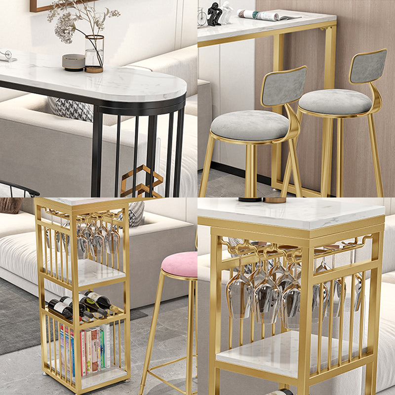 Contemporary Bar Dining Table with Shelves Bar Height Table 42-Inch Top