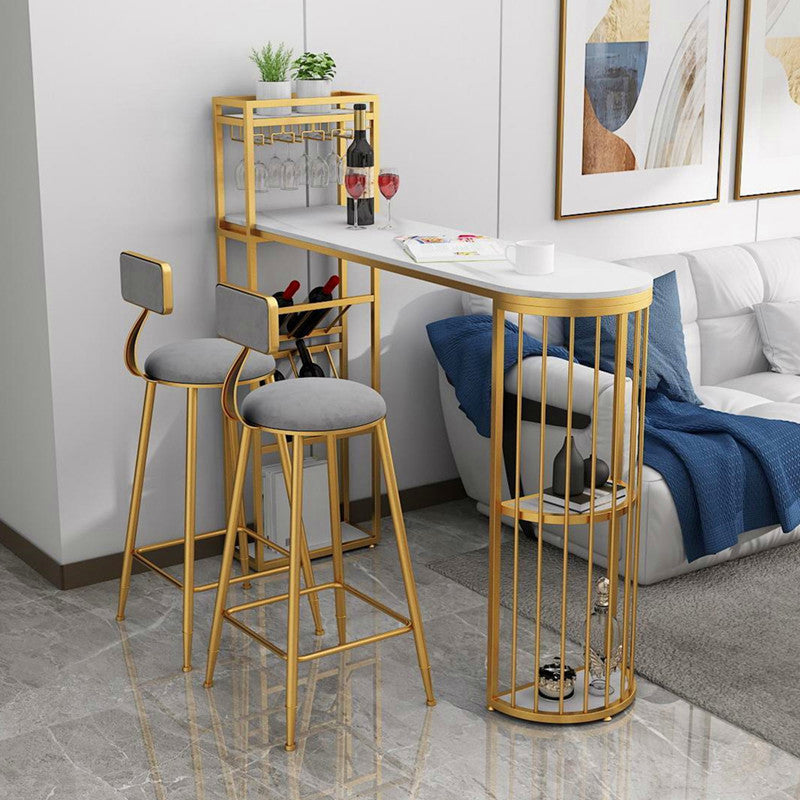 Contemporary Bar Dining Table 42-Inch Top Bar Height Table with Wine Storage