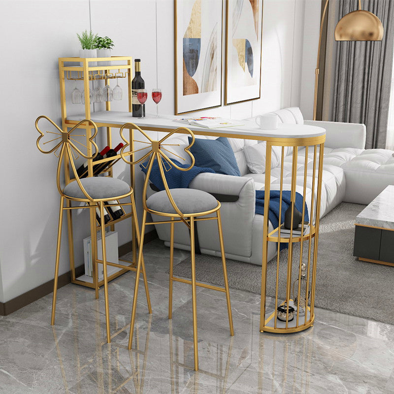 Contemporary Bar Dining Table 42-Inch Top Bar Height Table with Wine Storage