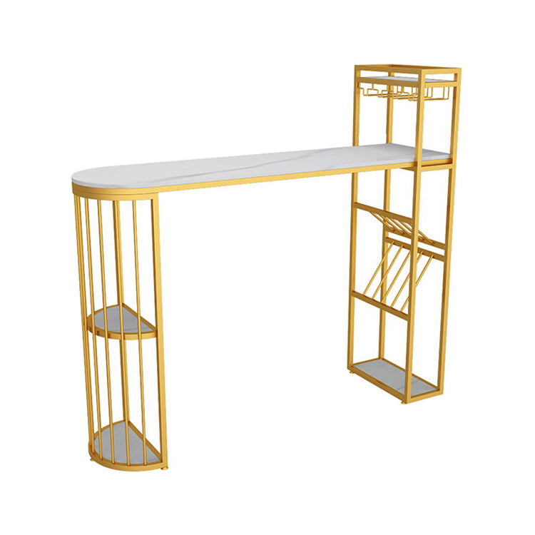 Contemporary Bar Dining Table 42-Inch Top Bar Height Table with Wine Storage