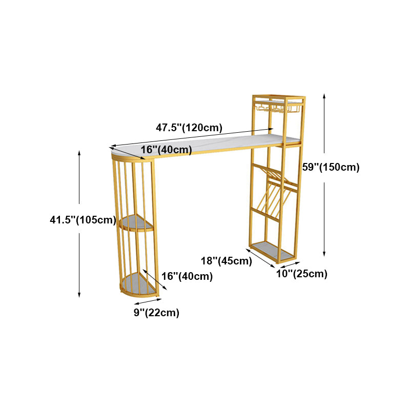 Contemporary Bar Dining Table 42-Inch Top Bar Height Table with Wine Storage