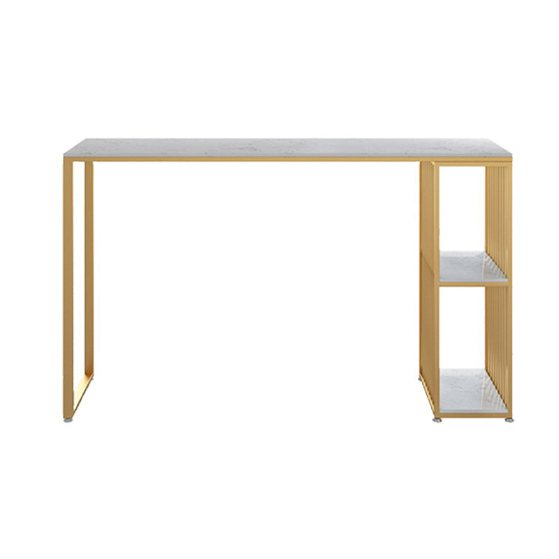 Contemporary Bar Dining Table Double Pedestal Bar Height Table with Shelf