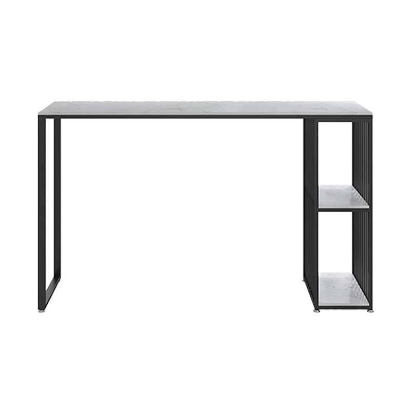 Contemporary Bar Dining Table Double Pedestal Bar Height Table with Shelf