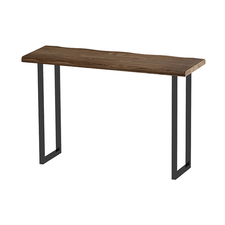 Contemporary Rectangle Bar Dining Table Wood Sled Bar Height Table in Brown