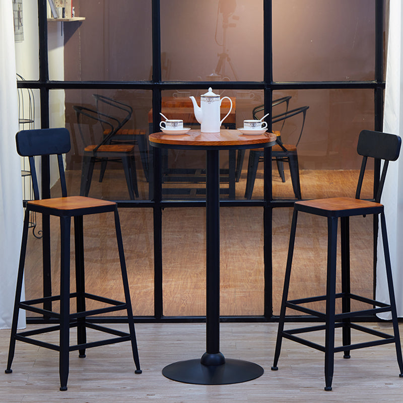 Contemporary Square Bar Dining Table Wood Trestle Bar Height Table in Brown